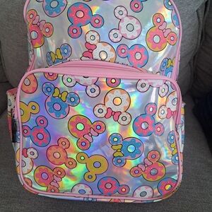 Disney Holographic Pink Trim Donut Pattern Kids Backpack